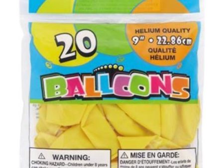 UNIQUE - 9  Latex Yellow Balloons - 20 Ballons For Discount