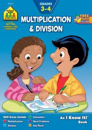 SCHOOL ZONE - Multiplication & Division 3-4 Workbook - 32 Pages For Sale