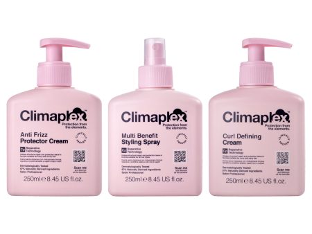 Anti Frizz Protector Cream, Multi Benefit Styling Spray and Curl Defining Cream Kit by Climaplex for Unisex - 3 Pc Kit 8.45 oz Cream, 8.45 oz Spray, 8.45oz Cream For Cheap