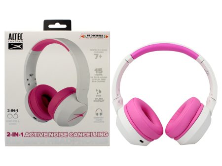 Kid Safe 2-in-1 ANC Headphones - Whiteout Pop Pink by Altec Lansing for Kids - 1 Pc Headphones Fashion