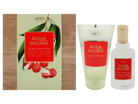 4711 Acqua Colonia Lychee and White Mint by Muelhens for Unisex - 2 Pc Gift Set 1.7oz EDC Spray, 2.5oz Shower Gel Cheap