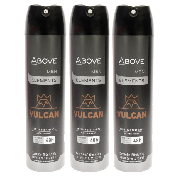 48 Hours Element Antiperspirant Deodorant - Vulcan by Above for Men - 3.17 oz Deodorant Spray - Pack of 3 Fashion