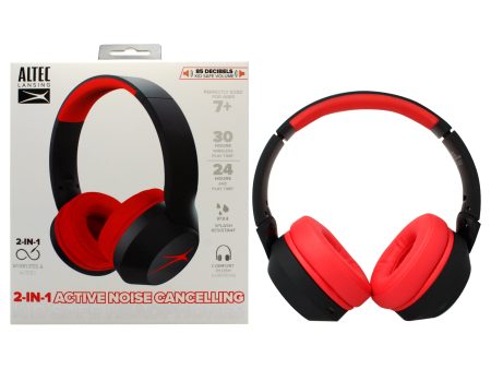 Kid Safe 2-in-1 ANC Headphones - Blackout Classic Red by Altec Lansing for Kids - 1 Pc Headphones For Discount