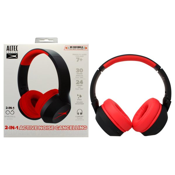 Kid Safe 2-in-1 ANC Headphones - Blackout Classic Red by Altec Lansing for Kids - 1 Pc Headphones For Discount