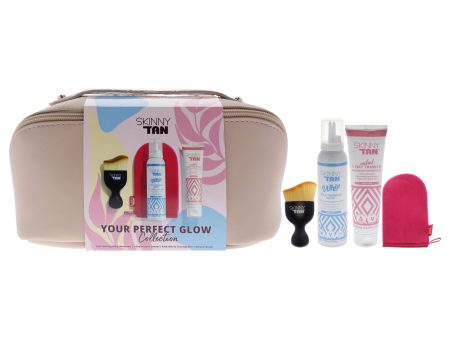 Your Perfect Glow Collection Set by Skinny Tan for Women - 4 Pc Gift Set 5oz Self Tanning Whip, 1oz Day Instant Tanner, Miracle Blush, Pink Velvet Tanning Mit Online Sale