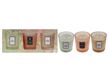 Home Refresh Demi Candle Set by Voluspa for Unisex - 3 Pc 5oz French Cade Lavender Candle, 5oz Kalahari Watermelon Candle, 5oz Jasmine Midnight Blooms Candle Online Sale