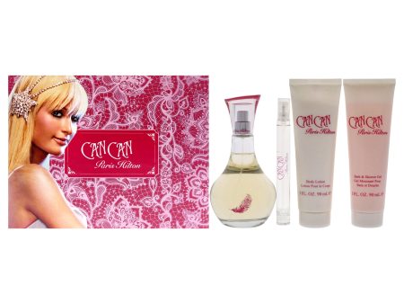 Can Can by Paris Hilton for Women - 4 Pc Gift Set 3.4oz EDP Spray, 0.34oz EDP Spray, 3oz Body Lotion, 3oz Bath and Shower Gel For Discount