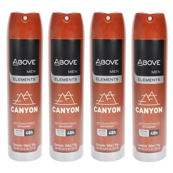 48 Hours Element Antiperspirant Deodorant - Canyon by Above for Men - 3.17 oz Deodorant Spray - Pack of 4 Sale