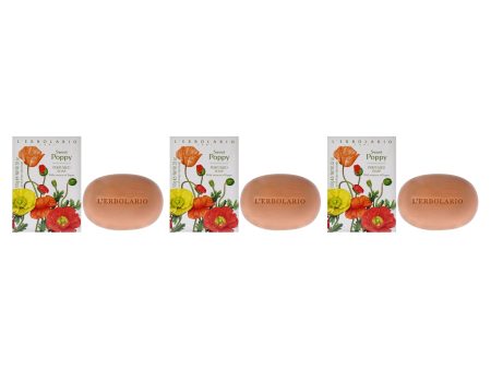 Sweet Poppy Perfumed Bar Soap by LErbolario for Unisex - 3.5 oz Soap - Pack of 3 Fashion